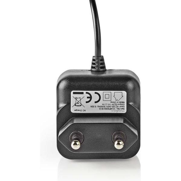 Nedis WCHAM212ABK Thuislader 2,1 A Vaste Kabel Micro-usb Zwart