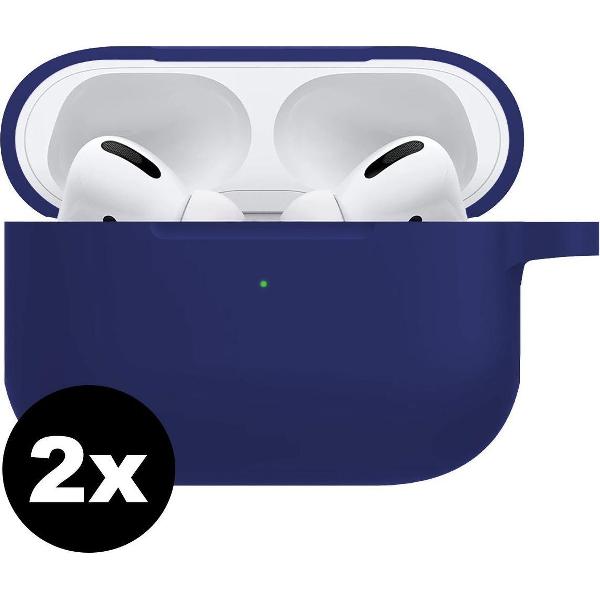 Hoes Voor Apple AirPods Pro Case Siliconen Hoesje - Midnight Blue - 2 PACK