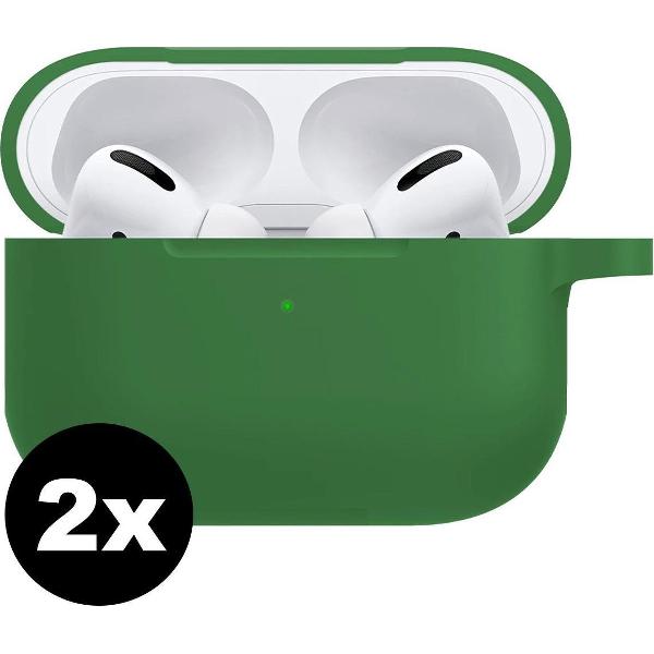 Hoes Voor Apple AirPods Pro Case Siliconen Hoesje - Donker Groen - 2 PACK
