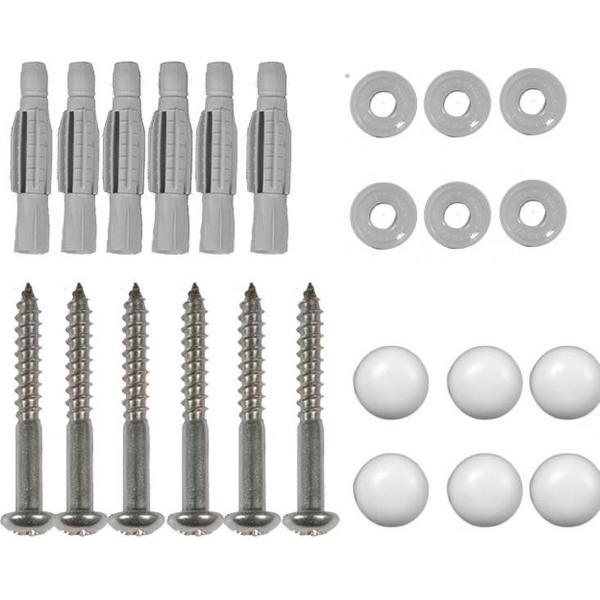 Bevestigingsset handgreep bolkopschroeven 3 flenzen RVS
