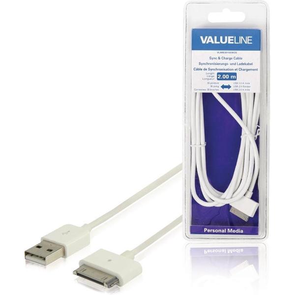 Valueline VLMB39100W20 Data En Oplaadkabel Apple Dock 30-pins - A Male 2.00 M Wit