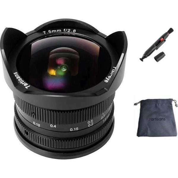 7artisans 7.5mm F2.8 Mark II Fish-Eye manual focus lens Fujifilm systeem camera + Gratis lenspen en lens tas
