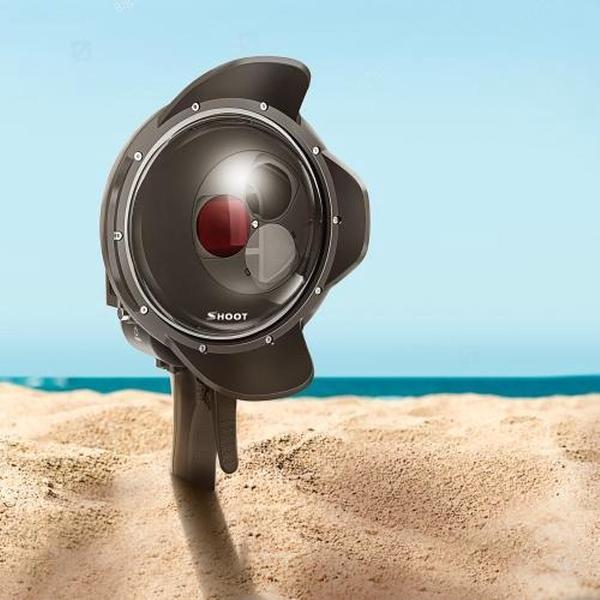 SCHIETEN XTGP376X Dome Poort Duiken Waterdichte Trigger Behuizing Case met Vergrootglas Filter & Rood Filter Voor GoPro HERO7 / 6/5