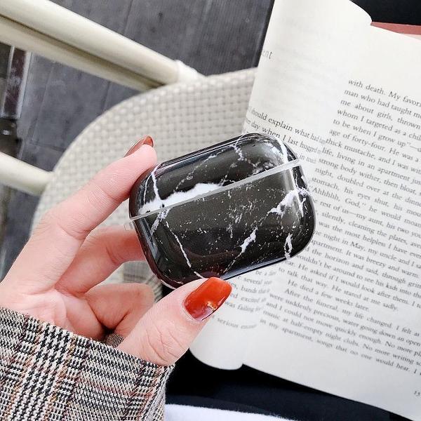 By Qubix - AirPods Pro hoesje Marble series - hard case - Marble zwart - Schokbestendig - AirPods hoesjes