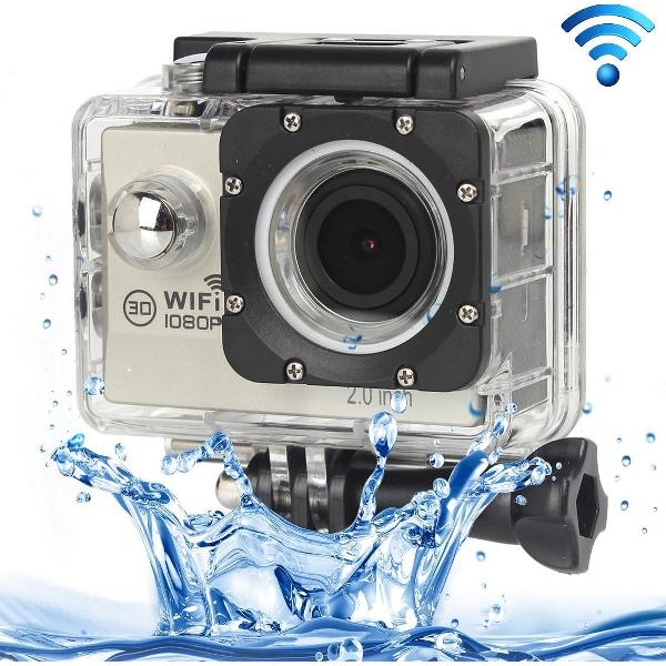 H16 1080P draagbare WiFi waterdichte sportcamera, 2,0 inch scherm, Generalplus 4248, 170 A + graden groothoeklens, ondersteuning TF-kaart (zilver)