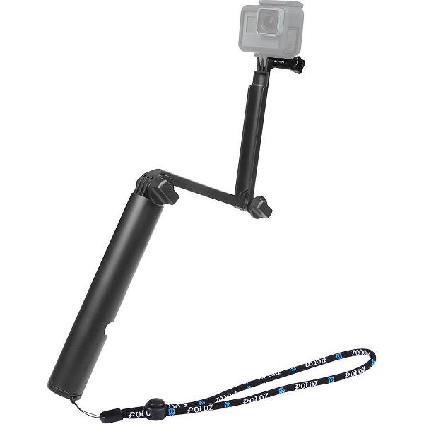 PULUZ 3-weggreep Opvouwbare multifunctionele Selfie-stick Extension Monopod-houder voor DJI Osmo Action, GoPro NIEUWE HERO / HERO7 / 6/5/5 sessie / 4 sessie / 4/3 + / 3/2/1 en andere actiecamera's , Lengte: 24,2-50,8 cm