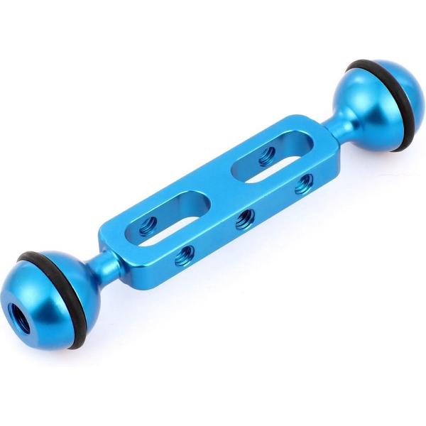 PULUZ 5.1 inch 13cm aluminiumlegering Dual Balls Arm voor onderwaterlamp / videolicht, baldiameter: 2,54 cm (blauw)