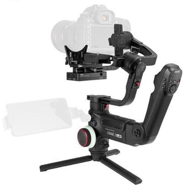 ZHIYUN CRANE 3 LAB Standaard 3-assige handheld gimbal Draadloos 1080P FHD beeldoverdracht Camerastabilisator met statief + snelkoppelingsplaat + opbergkoffer voor DSLR-camera en smartphone, belasting: 4,5 kg (zwart)