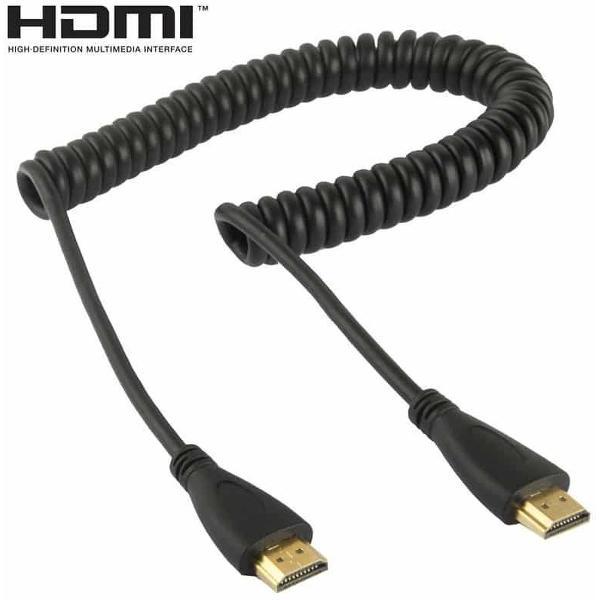 1.4 versie, vergulde 19-pins HDMI Male naar HDMI mannelijke opgerolde kabel, ondersteuning voor 3D / Ethernet, lengte: 60 cm (kan worden uitgebreid tot 2 m)