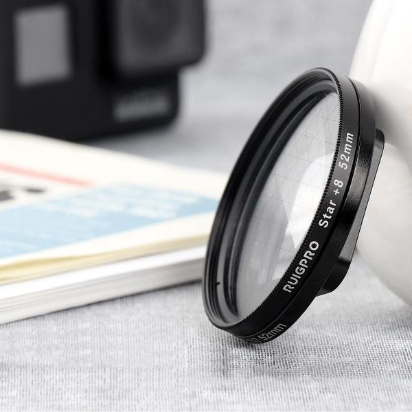 RUIGPRO voor GoPro HERO 7/6 / 5 Professional 52mm 8X stereffect lensfilter met filteradapterring en lensdop
