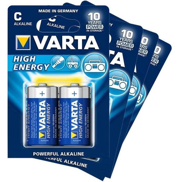 Batterijen C (8x) - Set van 8 Varta C-cell batterijen (o.a. voor Fenton SBS30 karaoke set)