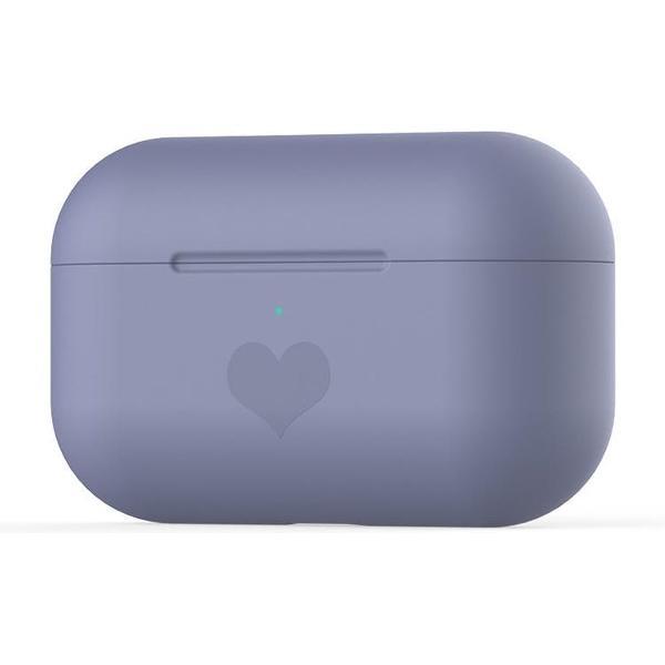 By Qubix - AirPods Pro met hartje - Siliconen hoesje - Paars - AirPods hoesjes