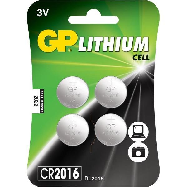 GP Lithium CR2016 knoopcelbatterijen - 4 stuks