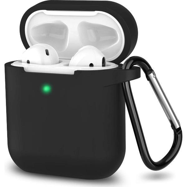 Apple Airpods hoesje - Siliconen beschermhoes met opdruk - 3.0 mm - Zwart