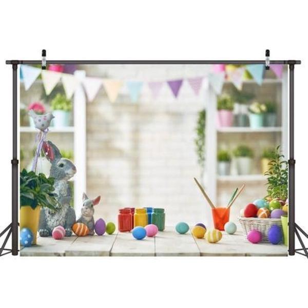 2.1mx 1.5m Paashaas Kinderen Verjaardagsfeestje Cartoon Fotografie Achtergronddoek (W-116)