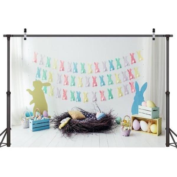 2.1mx 1.5m Paashaas Kinderen Verjaardagsfeestje Cartoon Fotografie Achtergronddoek (W-117)