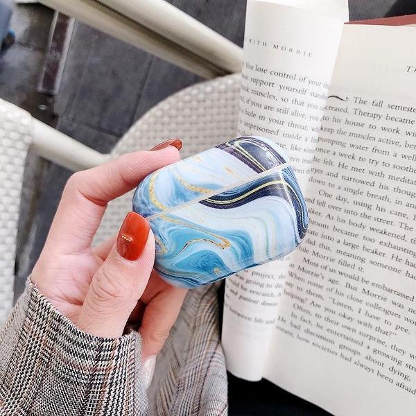 By Qubix - AirPods Pro hoesje Marble series - hard case - Marble blauw - Schokbestendig - AirPods hoesjes