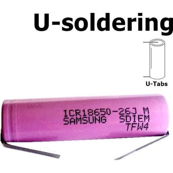 1 Stuk - U-Soldeerlippen -18650 Samsung ICR18650-26J 5.2A