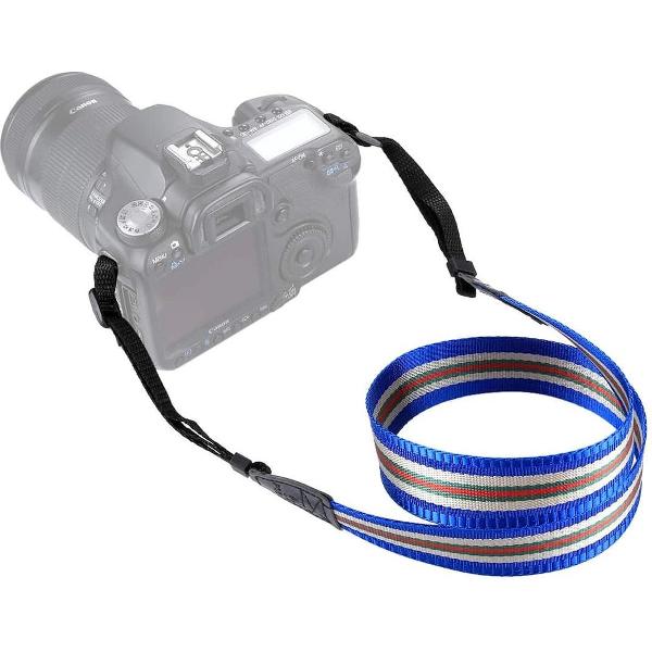 PULUZ Streepstijl Serie Schouderriem Camerariem voor SLR / DSLR-camera's (blauw)
