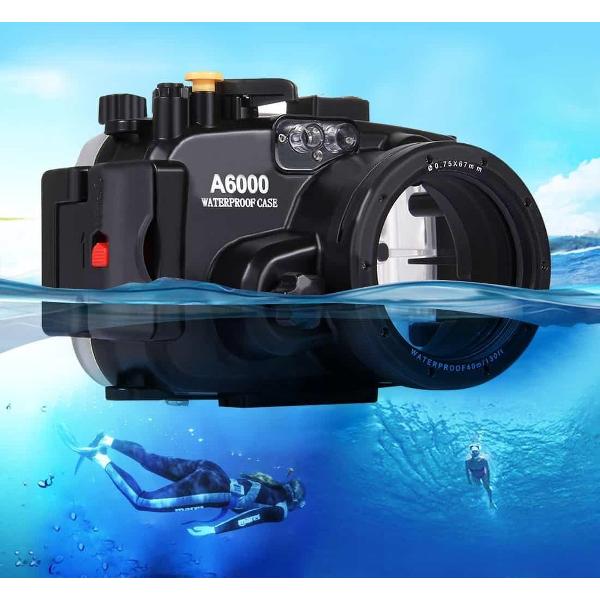 PULUZ 40m onderwater diepte duikcase waterdichte camera behuizing voor Sony A6000 (E PZ 16-50mm F3.5-5.6OSS Lens)