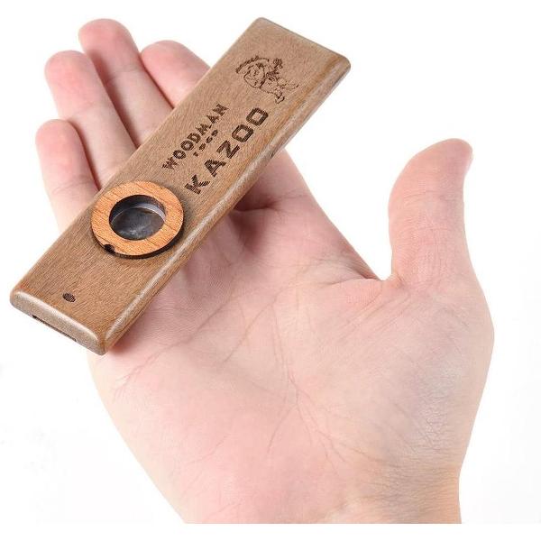 PigMig - Houten Kazoo Muziekinstrument Ukulele Gitaar Partner Houten Harmonica Met Metalen Doos