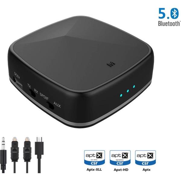 DrPhone - BX Pro® AptX HD Ruisvrij Bluetooth Ontvanger + Zender - 3.5mm Aux RCA Optische SPDIF Audio Adapter Receiver - Low Latency - Geen vertraging voor o.a. Koptelefoon / Headphones / TV