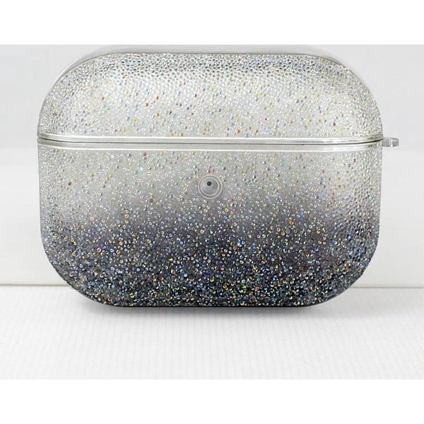 Airpods Case Cover - Glitters Wit Zwart - Beschermhoes - Bescherm Etui inclusief karabijnhaak - Geschikt voor Apple Airpods Pro