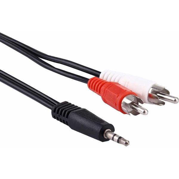 Goede kwaliteit Jack 3.5mm stereo naar RCA mannelijke audiokabel, lengte: 1.5m