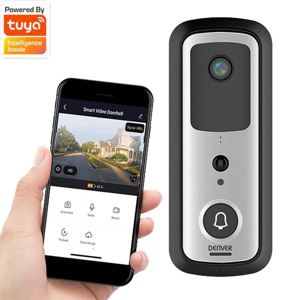 Denver SHV-120 IP Smart Tuya Deurbel met camera intercom Wifi draadloos incl Dongle