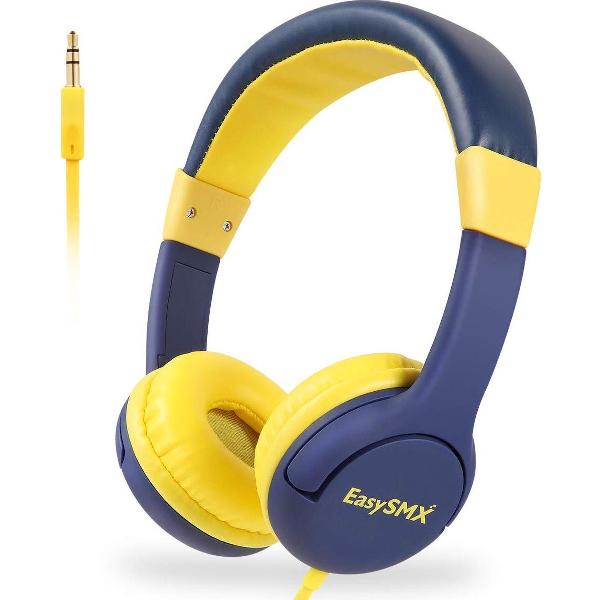 EasySMX KM-BLUE, Koptelefoon voor kinderen met volumebegrenzing, hoofdtelefoon voor iPod, iPad, iPhone, Android en mobiele telefoons, Blauw