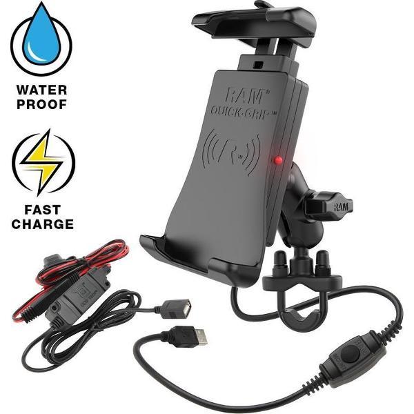 RAM Mount Tough-Charge™ Quick-Grip™ Waterproof Wireless Charging Motorcycle Mount