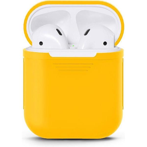 Airpods Silicone Case Cover Hoesje geschikt voor Apple Airpods 1 / 2 - Donker Geel