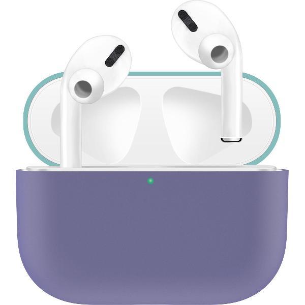 KELERINO. Siliconen Case voor Apple AirPods Pro - Hoesje - Paars / Groen
