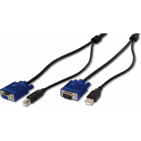 KVM-USB Kabel DIGITUS D-Sub15+USB B -> D-Sub15+USB A 1.80m