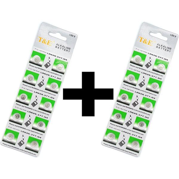 T&E Knoopcel AG4 ,377, SR626SW, SR66, LR66 Batterij - 20 stuks