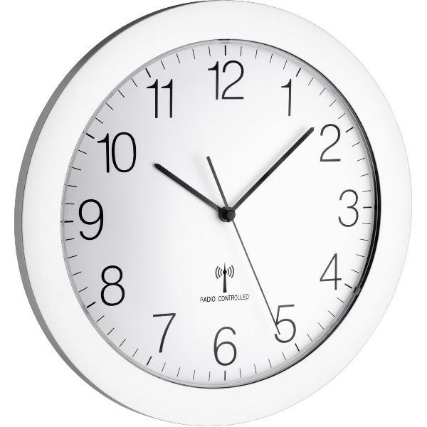 Wandklok DCF TFA Sweep Werk witte wijzerplaat