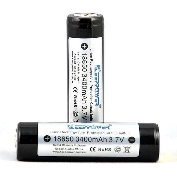 1 Stuks KeepPower 18650 Oplaadbare batterij 3400mAh - Button Top