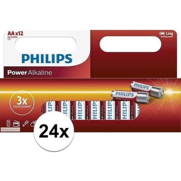 24x Philips AA batterijen power alkaline - Voordeelpak