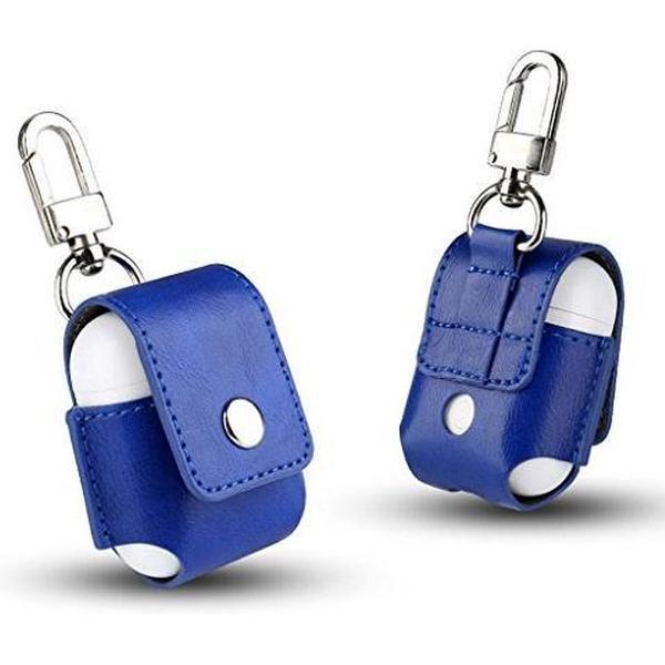 KELERINO. Hoesje voor Apple Airpods Lederen - Blauw