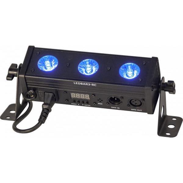 Ibiza Light - DMX-BESTUURDE RGBW LED BAR MET 3 LED en AFSTANDSBEDIENING
