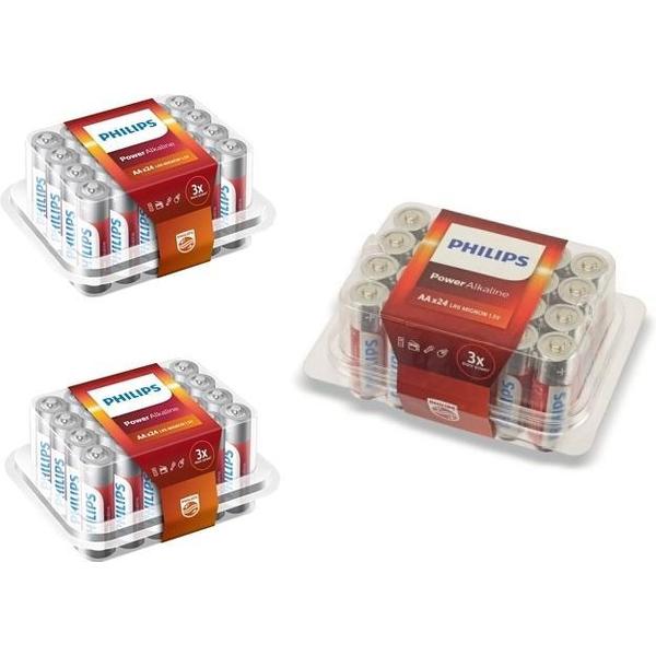 72 Stuks (3 trays a 24st) - 24-Pack - AAA R3 Philips Power Alkaline