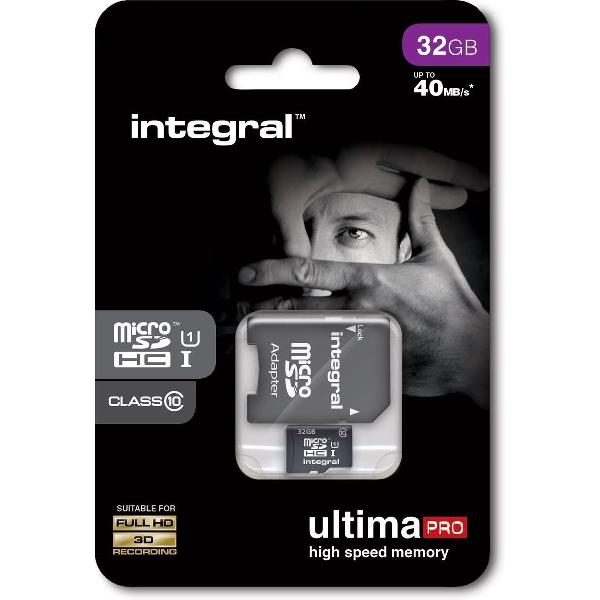 Integral UltimaPro 32GB MicroSDHC Card - Class 10 - 90MB/s + SD Adapter