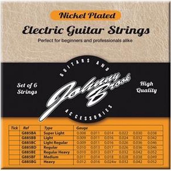 Set van 6 Nickel Plated Stalen Elektrische Gitaar Snaren - Gauge Super Light