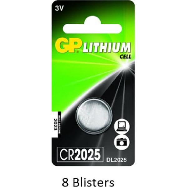8 stuks (8 blisters a 1 stuks) GP Lithium CR2025 3V