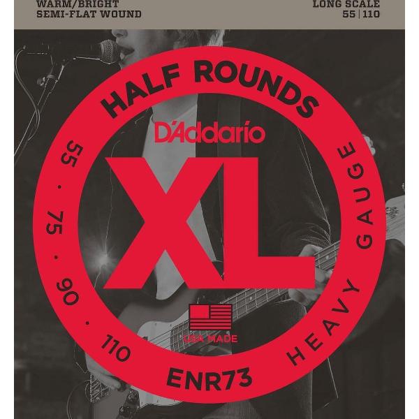 D'Addario ENR73 Half Rounds Bass Heavy 55-110 flatwound bassnarenset