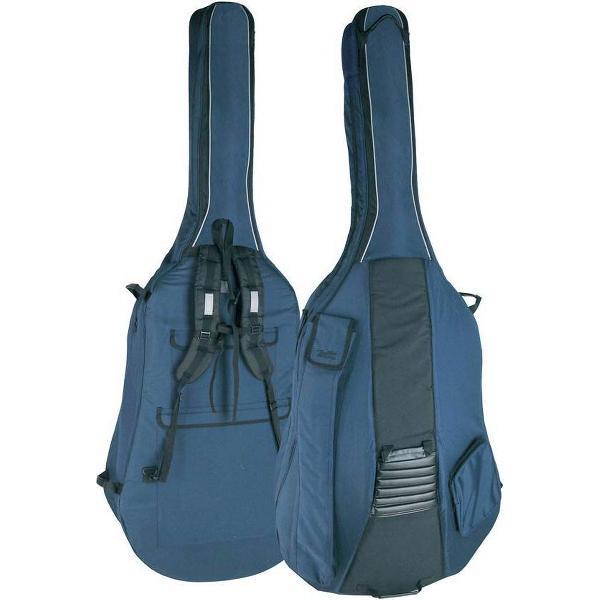 contrabashoes 4/4, donkerblauw-grijs, 23mm gevoerd, 2 riemen, diverse accessoire vakken