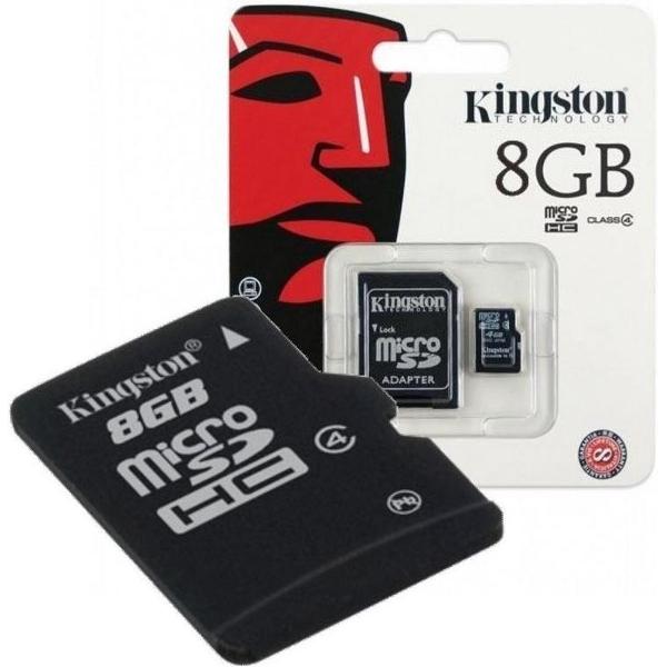 8 GB Micro SDHC Het Origineel Kingston Class 4 UHS-I 45R FlashCard + SD Adapter