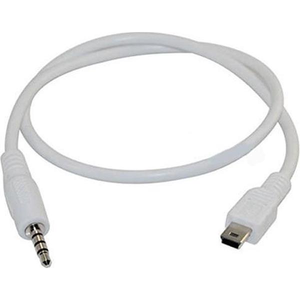3,5mm Jack male naar MINI USB male aux kabel adapter | Wit/White | 50CM