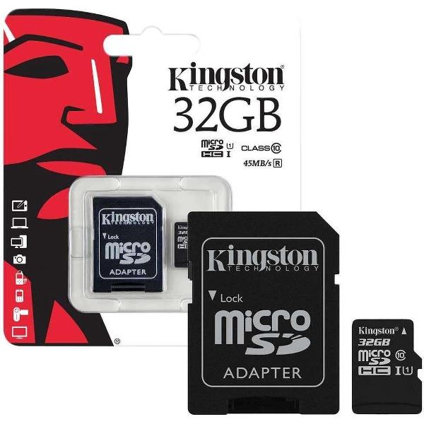 Kingston Micro SDHC 32GB - UHS-I 45R FlashCard Class 10 + met adapter