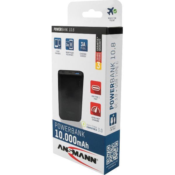 Ansmann 1700-0095 Lithium-Polymeer (LiPo) 10000mAh Zwart powerbank